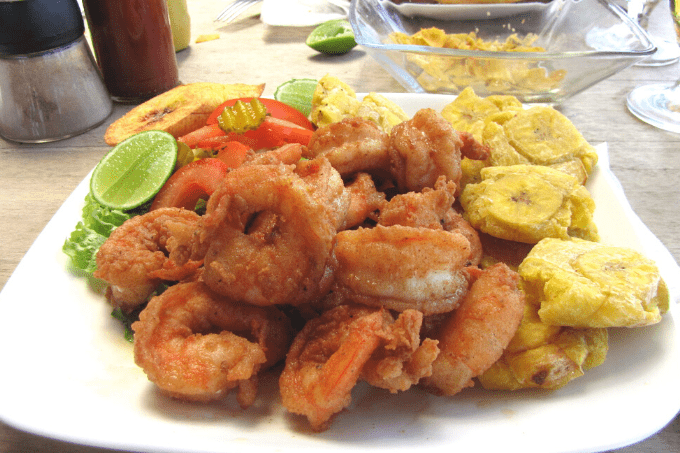 Shrimp with plaintains lunch